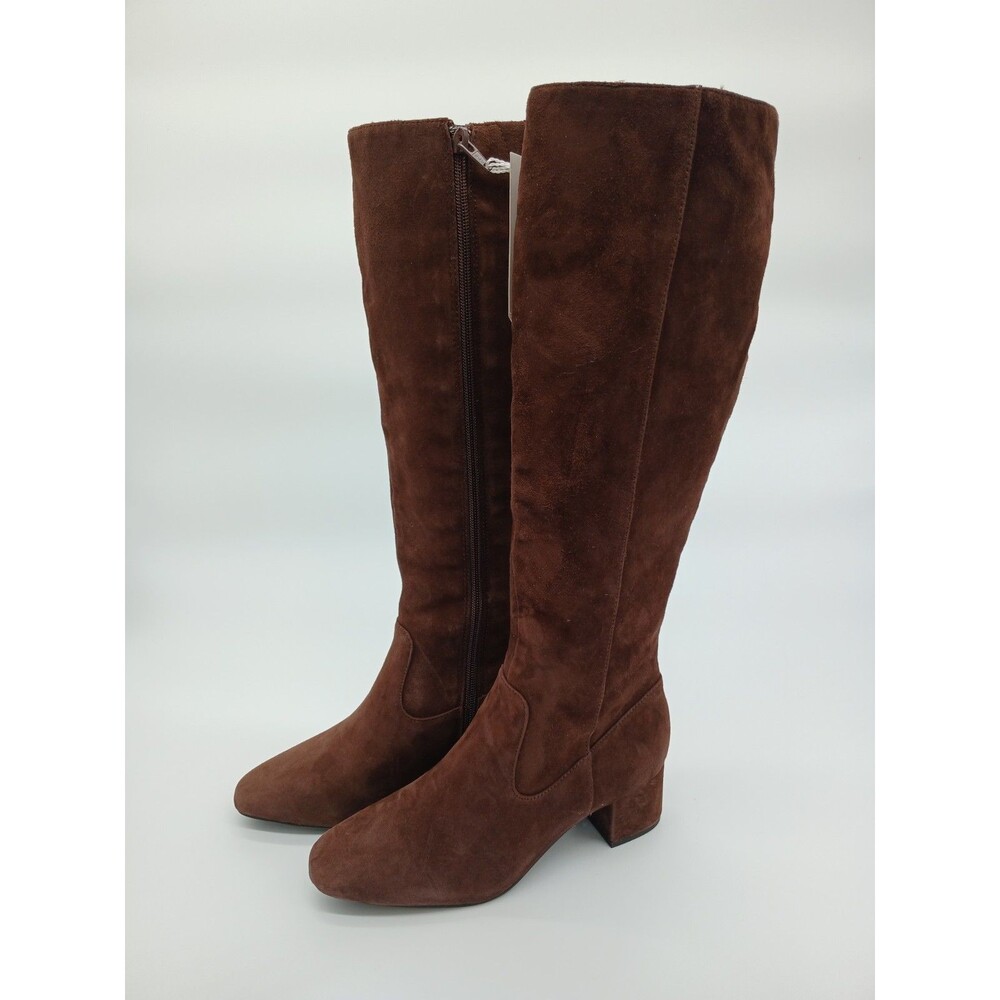 Alex Marie Prizelle Brown Suede Pointed Toe Block Heel Tall Knee High Boots 6.5M